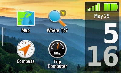 GARMIN Oregon 600/600t/650/650t - Main menu in landscape format