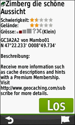 GARMIN Oregon 600-Serie - Geocache-Details