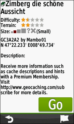 GARMIN Oregon 600 series - Geocache Details