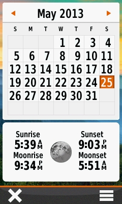 GARMIN Oregon 600 series - Sun and Moon