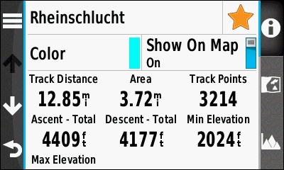 GARMIN Oregon 600-Serie - Track Information