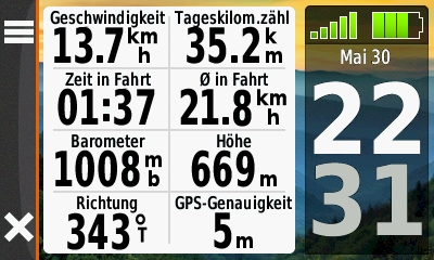 GARMIN Oregon 600-Serie - Trip Computer mit kleinen Datenfelder (Querformat)