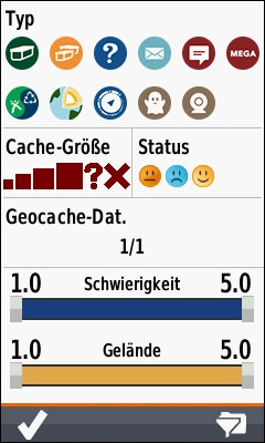 GARMIN Oregon 700-Serie - Geocache Filter