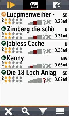 GARMIN Oregon 700 series - List of Geocaches