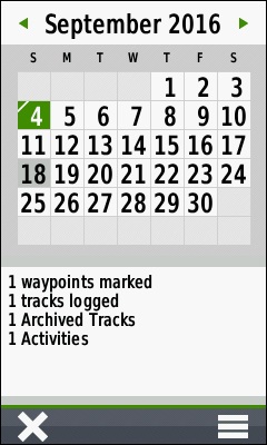 GARMIN Oregon 700 series - Calendar