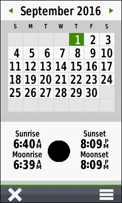GARMIN Oregon 700 series - Sun and Moon