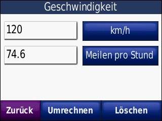 GARMIN Zumo 220 - Einheitenrechner