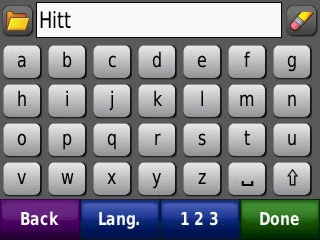 GARMIN Zumo 220 - Text Entry