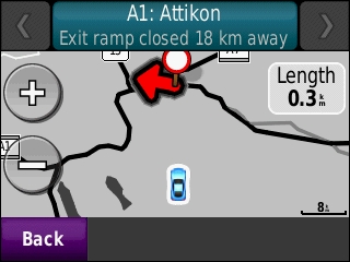 GARMIN Zumo 220 - Traffic incident on map