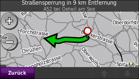 GARMIN Zumo 660 - Verkehrsbehinderung auf Karte